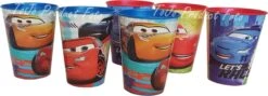 Disney Cars - Gobelet à Limonade - Gobelets Empilables - Gobelets - McQueen - Bleu - Rouge - 2 Designs - 6 Pièces - 260ml