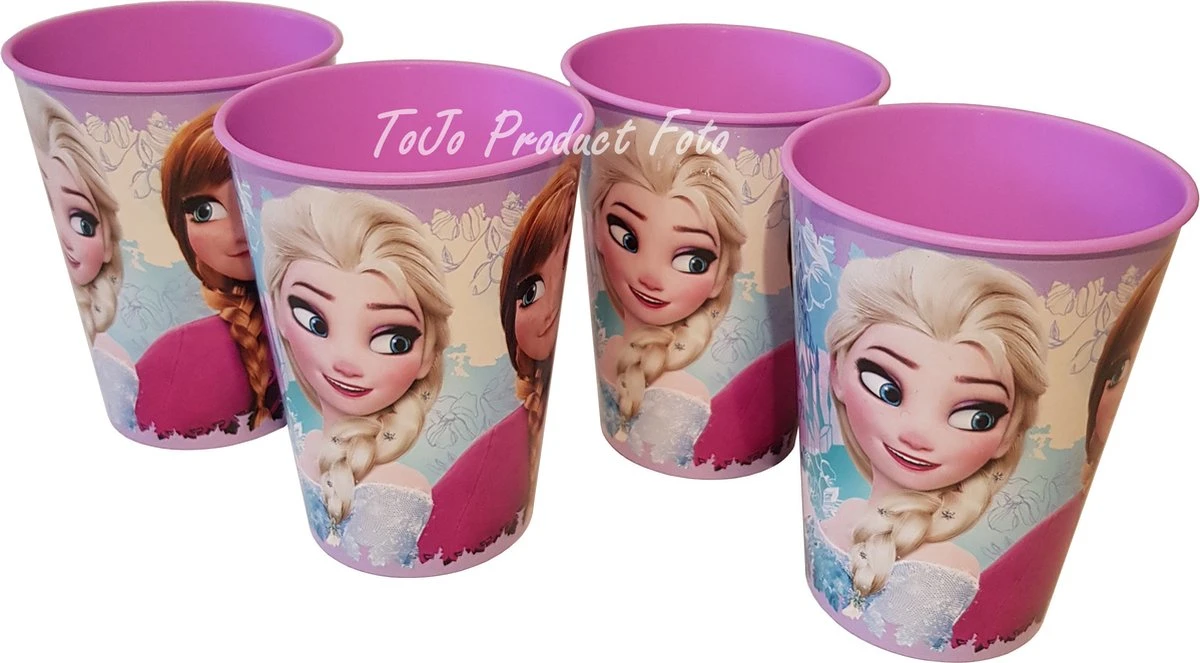 Disney Frozen - gobelets à limonade - gobelets - gobelets empilables - Elsa - Anna - Olaf - violet - bleu - 4 pièces - 260 ml