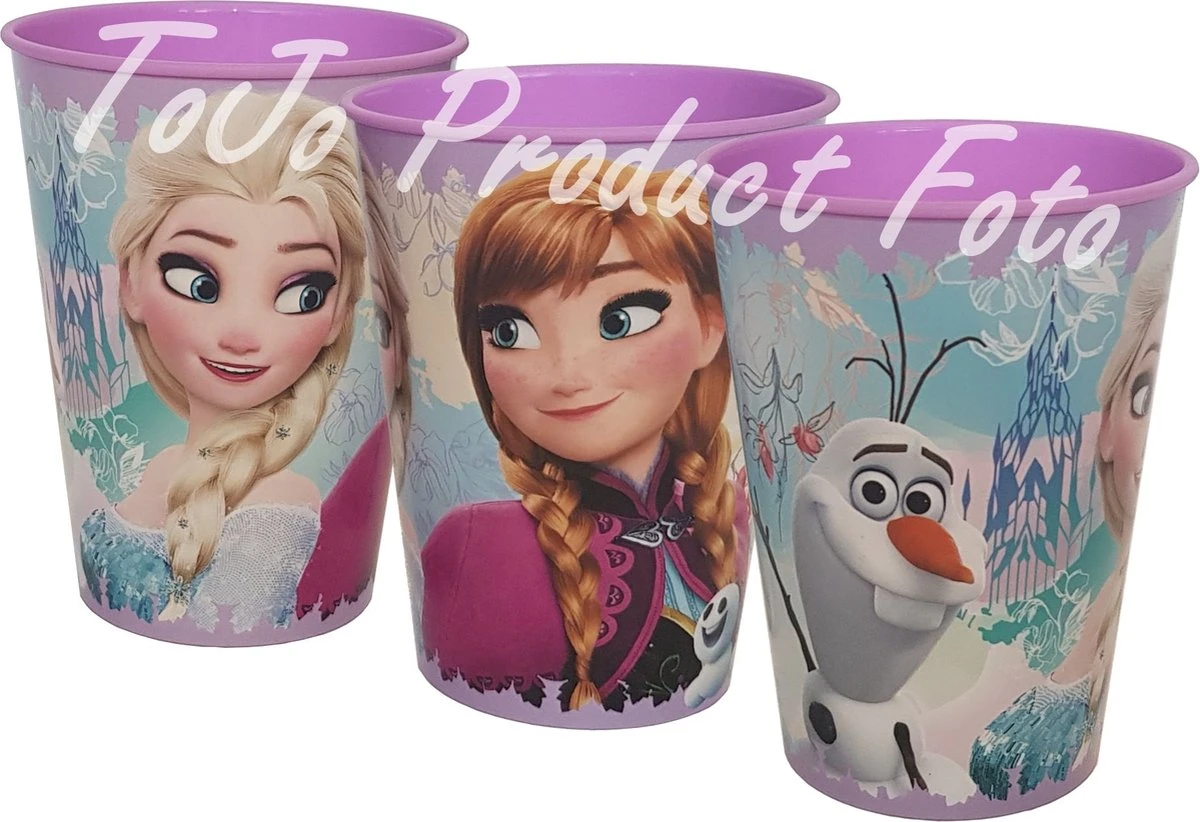 Disney Frozen - gobelets à limonade - gobelets - gobelets empilables - Elsa - Anna - Olaf - violet - bleu - 4 pièces - 260 ml