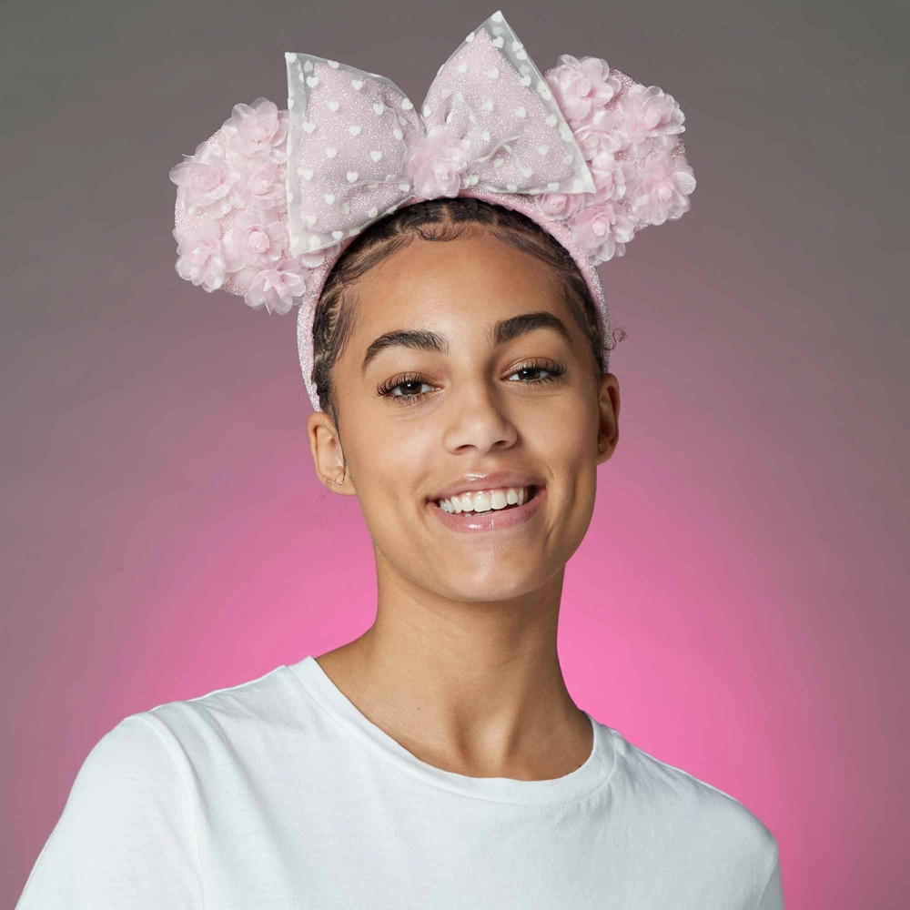 Disneyland Serre-tête à oreilles de Minnie avec coeurs et fleurs pour adultes