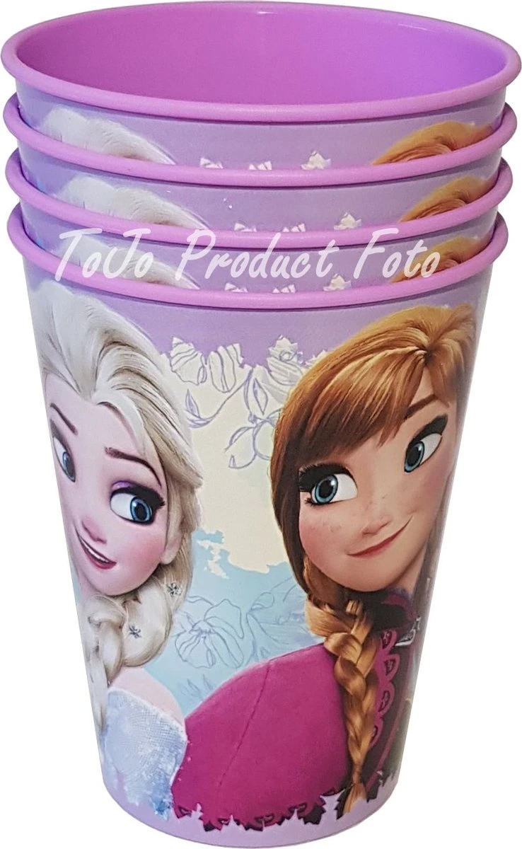 Disney Frozen - gobelets à limonade - gobelets - gobelets empilables - Elsa - Anna - Olaf - violet - bleu - 4 pièces - 260 ml