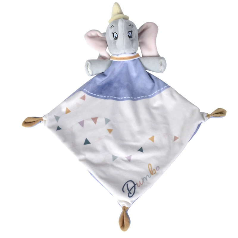 Disney - Dumbo l'éléphant - Doudou plat bleu blanc 25 cm