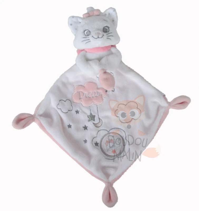 Disney Marie le chat doudou plat Dream big blanc rose nuage