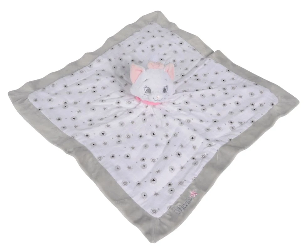 Disney Marie le chat Doudou plat lange blanc gris étoile