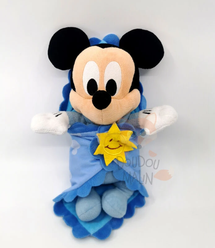 Disney - Mickey la souris - Peluche avec couverture bleu soleil 30 cm