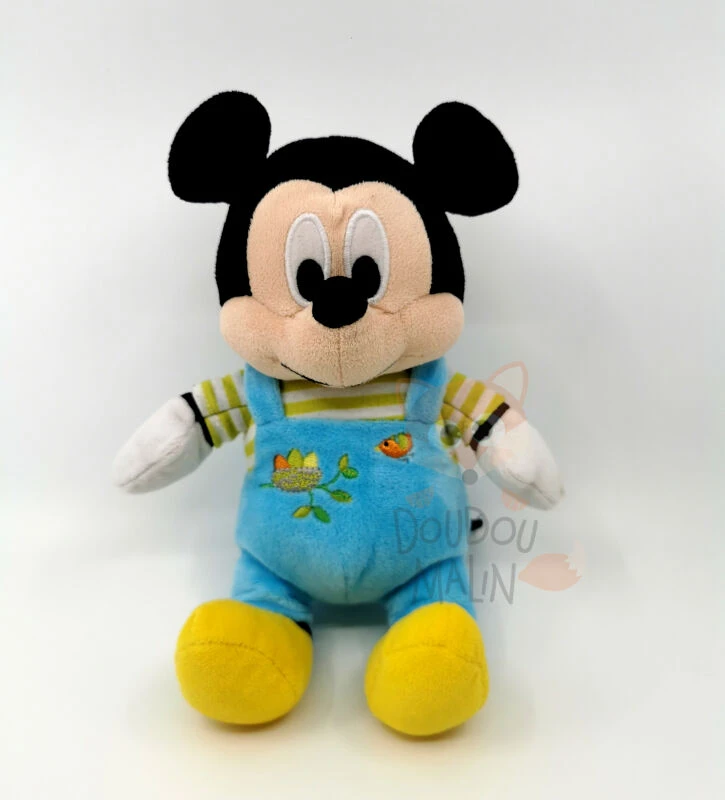 Disney - Mickey la souris - Peluche salopette bleu oiseau 25 cm