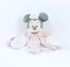 Disney Minnie La Souris Doudou Pétale Rose Blanc Mouton
