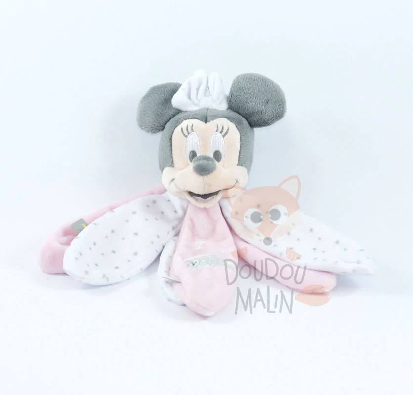 Disney Minnie la souris Doudou pétale rose blanc mouton