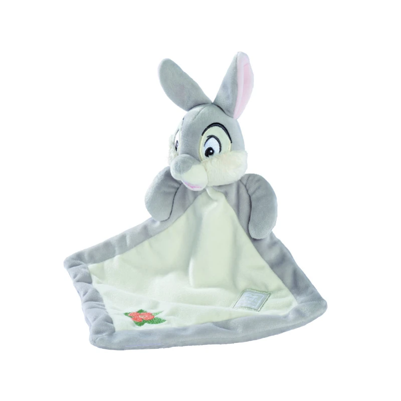 Disney - Panpan le lapin - Doudou plat gris beige fleur 25 cm