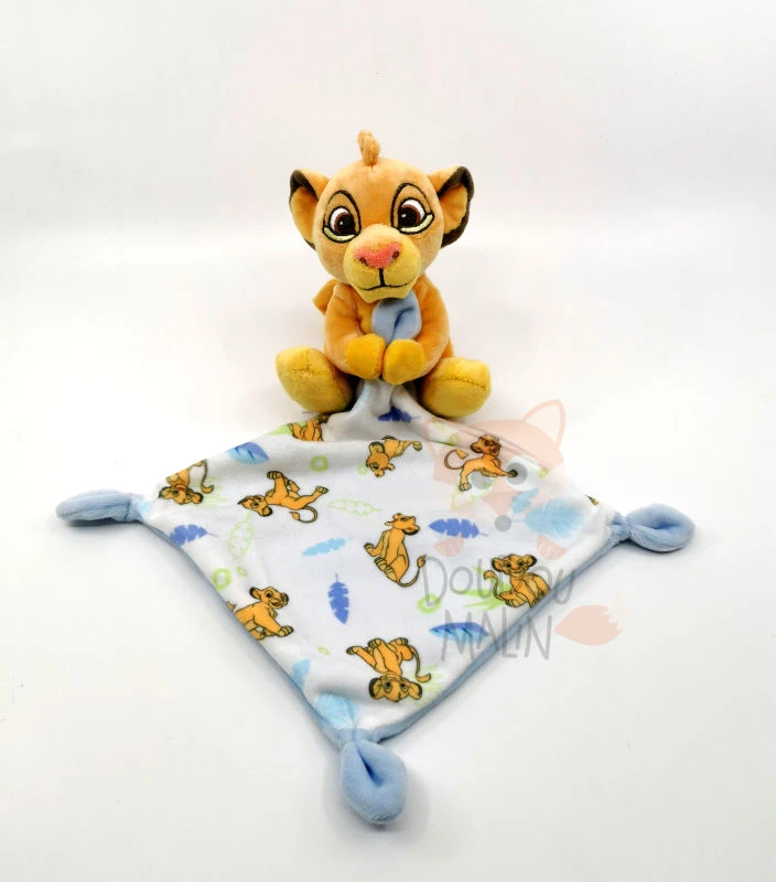 Disney - Simba le lion - Peluche avec doudou jaune bleu blanc 25 cm