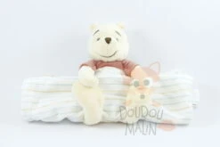 Disney Winnie L'ourson Doudou Couverture Jaune Rouge Blanc Rayé